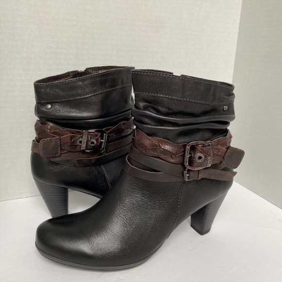 PIKOLINOS Black Leather with brown trim. Booties In Size 41 - Picture 3 of 8